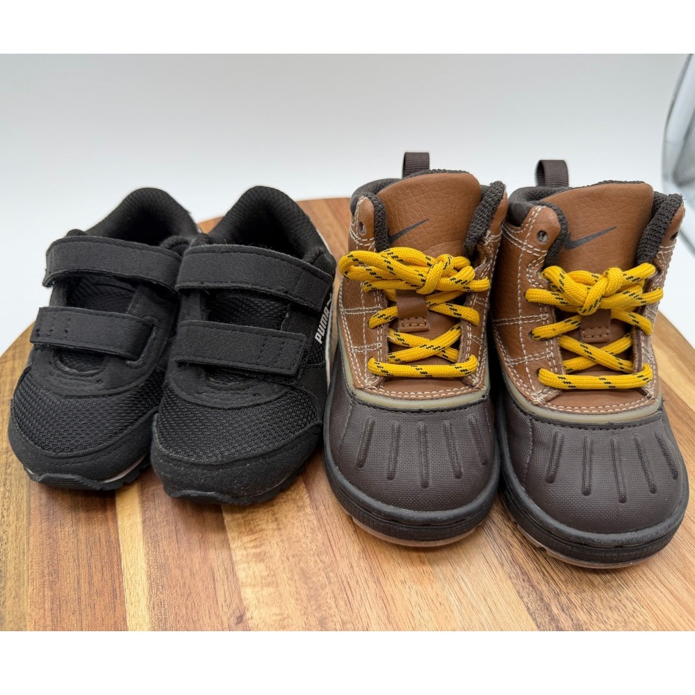 Toddler Shoe Bundle Nike Woodside Boots 5C & Puma ST Runner V2 Sneakers 6C Black